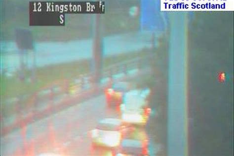 Diesel Spillage On M8 After Four Car Smash Near Kingston Bridge