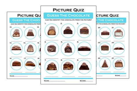 Printable Guess The Chocolate Quiz