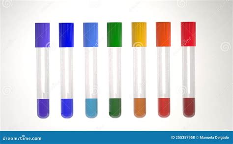 Rainbow Colors Test Tubes Ordered In Line Stock Illustration