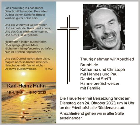 Traueranzeigen Von Karl Heinz Huhn Trauer HNA De