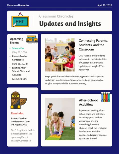 Fun Blue Illustrate Classroom Newsletter Template Venngage