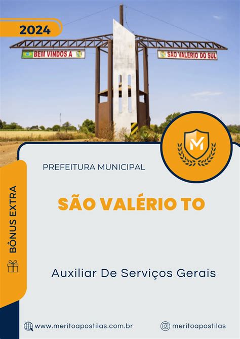 Apostila Auxiliar De Serviços Gerais Prefeitura de São Valério TO 2024