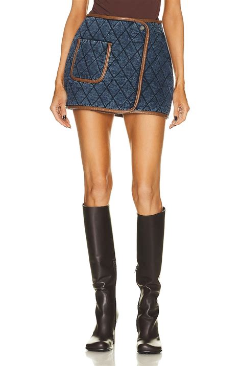 Jonathan Simkhai Standard Magali Quilted Denim Wrap Mini Skirt In