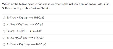 Solved Which Of The Following Equations Best Represents The Chegg