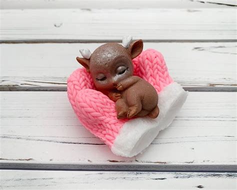 Handmade Fawn In The Pink Mittens Soap With Christmas Wreath Etsy