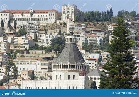 Iglesia De La Opinión Del Anuncio En Nazareth Imagen de archivo