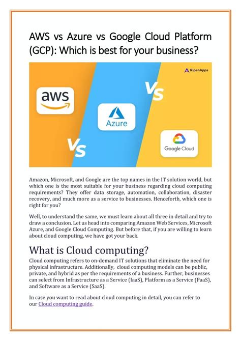 Ppt Aws Vs Azure Vs Google Cloud Platform Gcp Which Is Best For