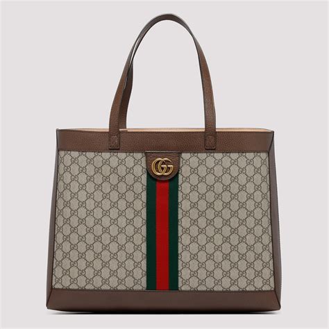 Gucci Leather Ophidia Gg Supreme Medium Tote Bag In Brown Lyst