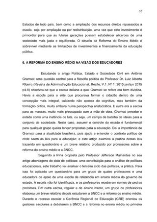 Artigo A Reforma Do Ensino M Dio No Brasil Desafios E Perspectivas Pdf