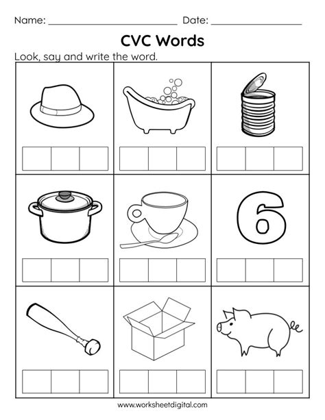 CVC Words Say And Write The CVC Words Phonics Worksheets