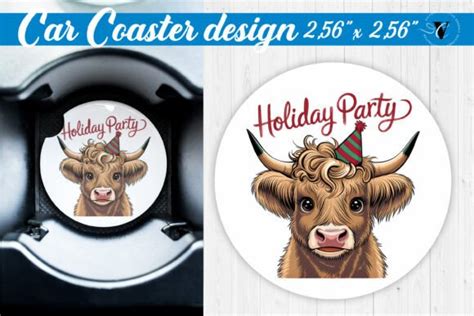 Car Coaster Christmas Highland Cow Graphic By Victoriacreatdis