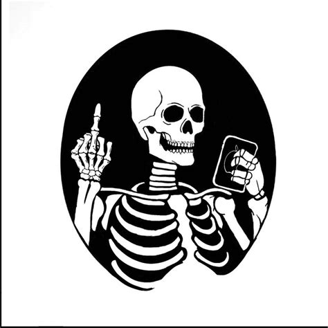 Skeleton Attitude,flipping off Black Vinyl Sticker Decal, Funny Sticker ...