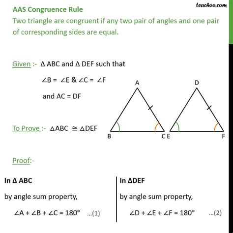 Aas Congruency Class 9 If Two Angles And Adjacent Side Are Equal