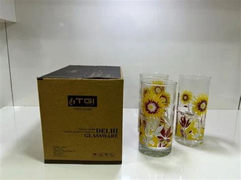 Sunflower Printed Glass Set Plain Printed For Home 6 Pieces At Rs