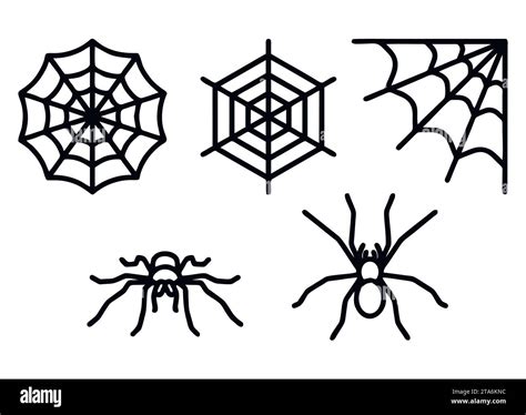 Spiders And Spider Web Set Icons Isolated On White Background Vector