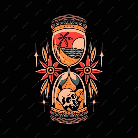 Premium Vector | Death time tattoo vector design