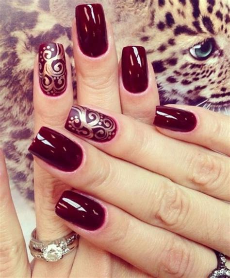 Bordeaux Gold Burgundy Nails Classic Nails Maroon Nails