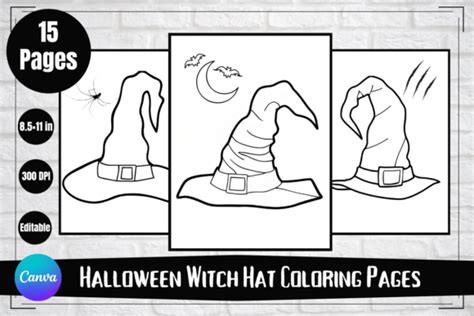 Halloween Witch Hat Coloring Pages Graphic By Hamees Store · Creative Fabrica