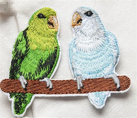 Pcs Two Parrots Bird Embroidered Patch For Clothing Iron Sew Applique