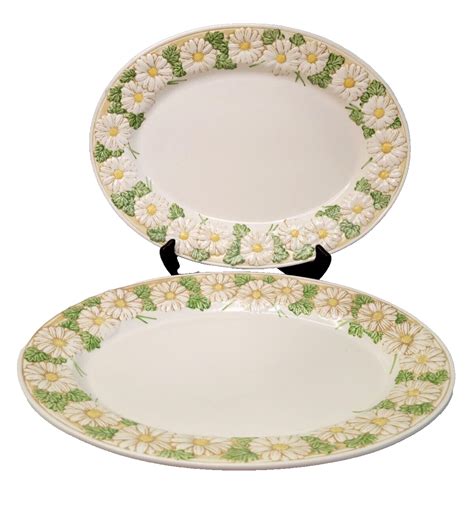 Vintage Metlox Usa Poppy Trail Sculptured Daisy Oval Platters X