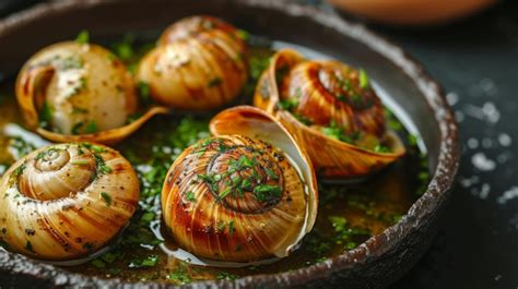 Premium Photo Escargot Delicate Snails Baked In Garlic And Herb