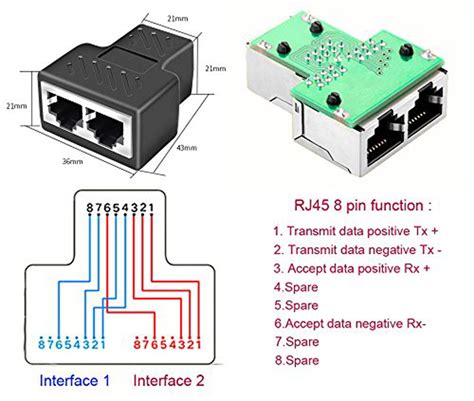 Rj45 Splitter Adaptersinloon Ethernet Cable Splitter Cat5 Cat5e Cat6 1