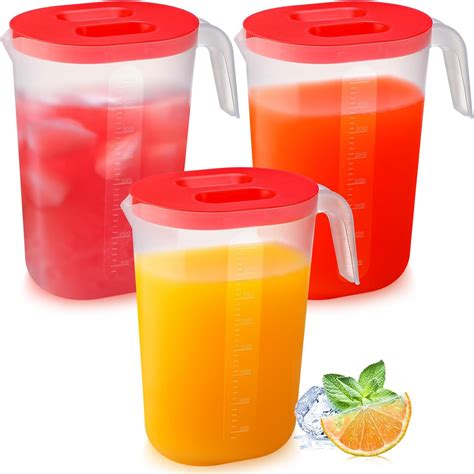 Amazon Mimorou 3 Pcs Plastic Pitcher With Lid 1 Gallon Clear Tea