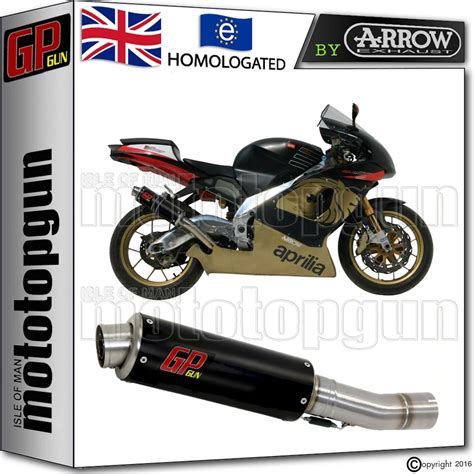 EXHAUST GP GUN By ARROW STEEL BLACK APRILIA RSV 1000 1998 98 1999 99