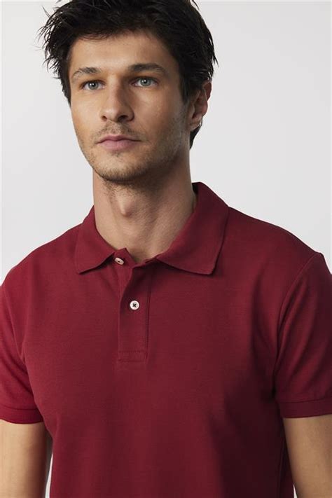 Erkek Slim Fit Dar Kesim Bordo Polo Yaka Ti Rt Tudors