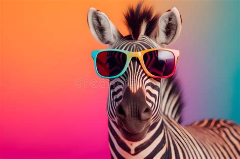 Zebra Wearing Sunglasses And Jacket With Zebraand X27 S Head Sticking Out Of It Generative Ai