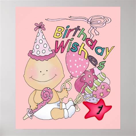 Happy Birthday Girl wishes 1 Year Old Poster | Zazzle.com