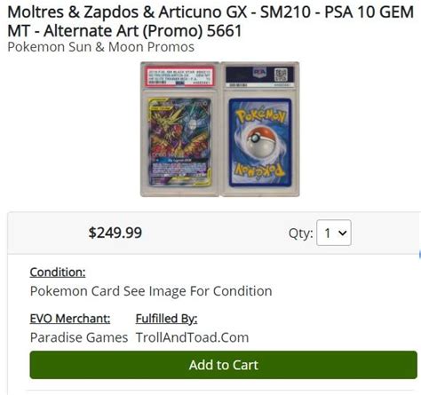 Psa Moltres Zapdos Articuno Gx Sm Hidden Fates Elite Trainer Box