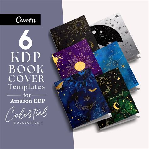 6 KDP Book Cover Templates Notebook Journal Book Covers Editable in Canva 6x 9 Paperback ...