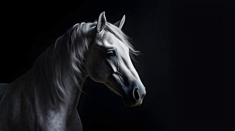 Premium Photo | Portrait of a white horse on a black background