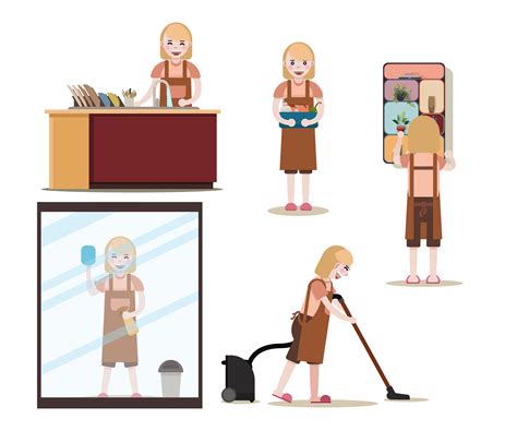 Maids And Housekeeping Work Set 661395 Vector Art At Vecteezy