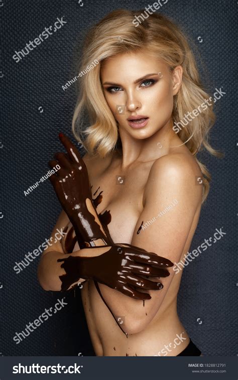 Cheerful Nude Woman Eating Chocolate Stock Photo Shutterstock