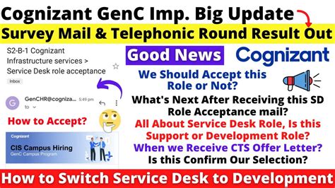 Cognizant Selection Mail Update After Survey Mail Telephonic