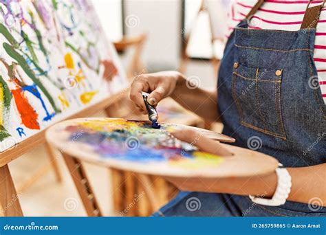 Young Woman Drawing at Art Studio Stock Image - Image of palette ...