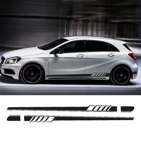 2017 New Edition 1 Style Side Skirt Racing Stripe Decal Stickers For Mercedes Benz W176 A Class