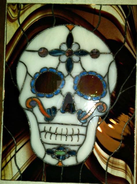 Stained Glass Sugar Skull Stained Glass Patterns Stained Glass Day Of The Dead Art