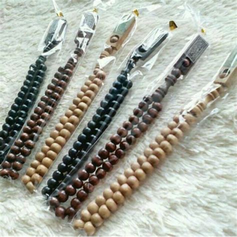 Jual Isi 50pcs Tasbih Kayu Tasbih Kayu 33 Butir Kemas Plastik