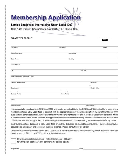 Membership Application By SEIU Local 1000 Issuu