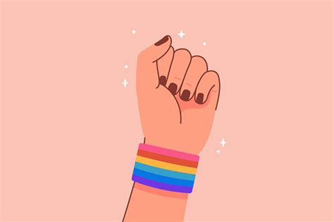 Vector Illustration In Flat Simple Linear Style Hand And Pride Lgbt