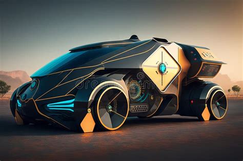 Generative Ai Of A Futuristic Car In The Desert Stock Image Image Of