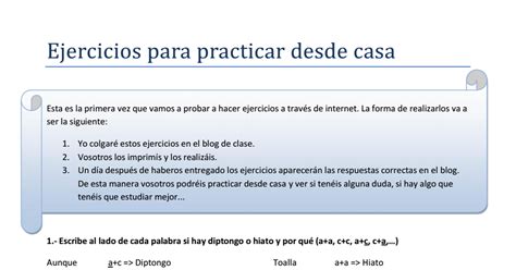 Ejercicios Para Practicar Desde Casa Diptongos E Hiatos Corregidos Pdf