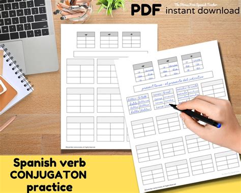 Spanish Verb Conjugation Practice Spanish Grammar Notes Spanish Class Printable Homeschool