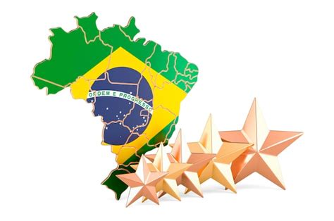 Premium Photo Brazilian Map With Five Stars Rating Quality Service In