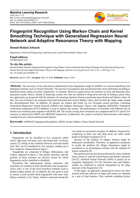 Pdf Fingerprint Recognition Using Markov Chain And Kernel Smoothing