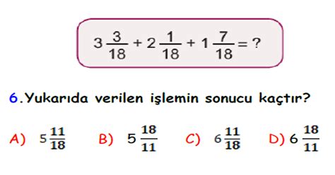 4 Sınıf Matematik Kesirler Yaprak Test 9 Meb Ders