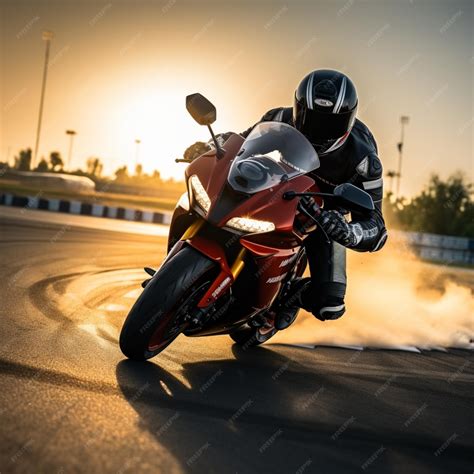 Premium Photo | Sport motorcycles racing on a track rider speeding at ...